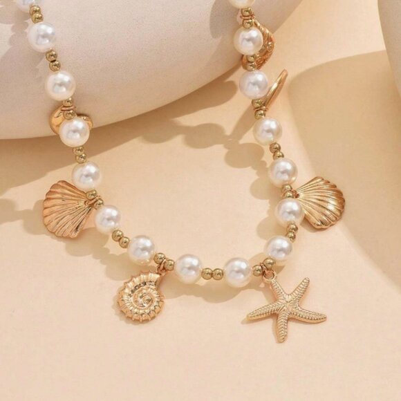 Zara pearl & shell chain necklace - Picture 6 of 9